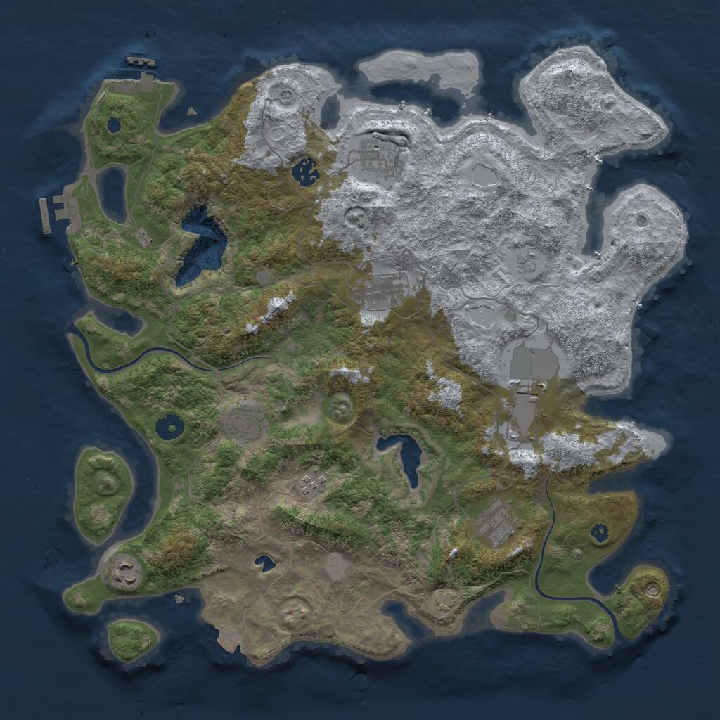 Rust Map: Procedural Map, Size: 4000, Seed: 3807692, 14 Monuments