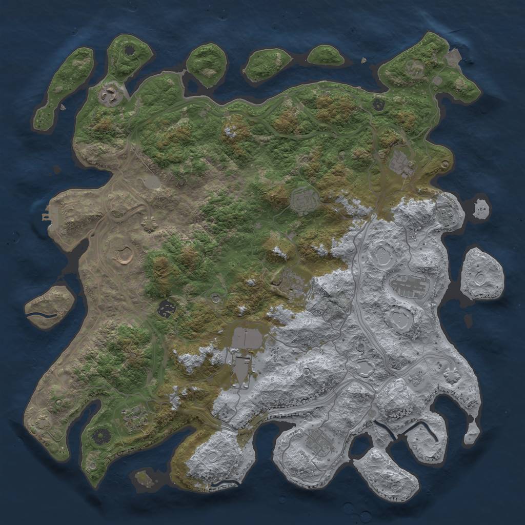 Rust Map: Procedural Map, Size: 4500, Seed: 299864792, 18 Monuments