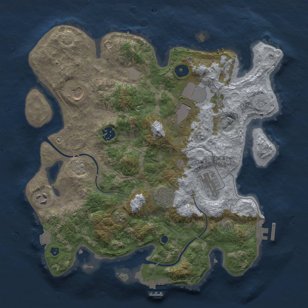 Rust Map: Procedural Map, Size: 3500, Seed: 1811974109, 12 Monuments