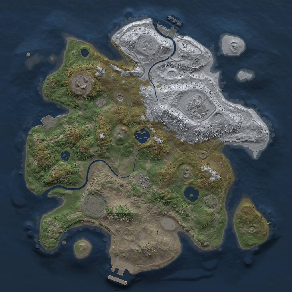 Rust Map: Procedural Map, Size: 3000, Seed: 159368, 11 Monuments