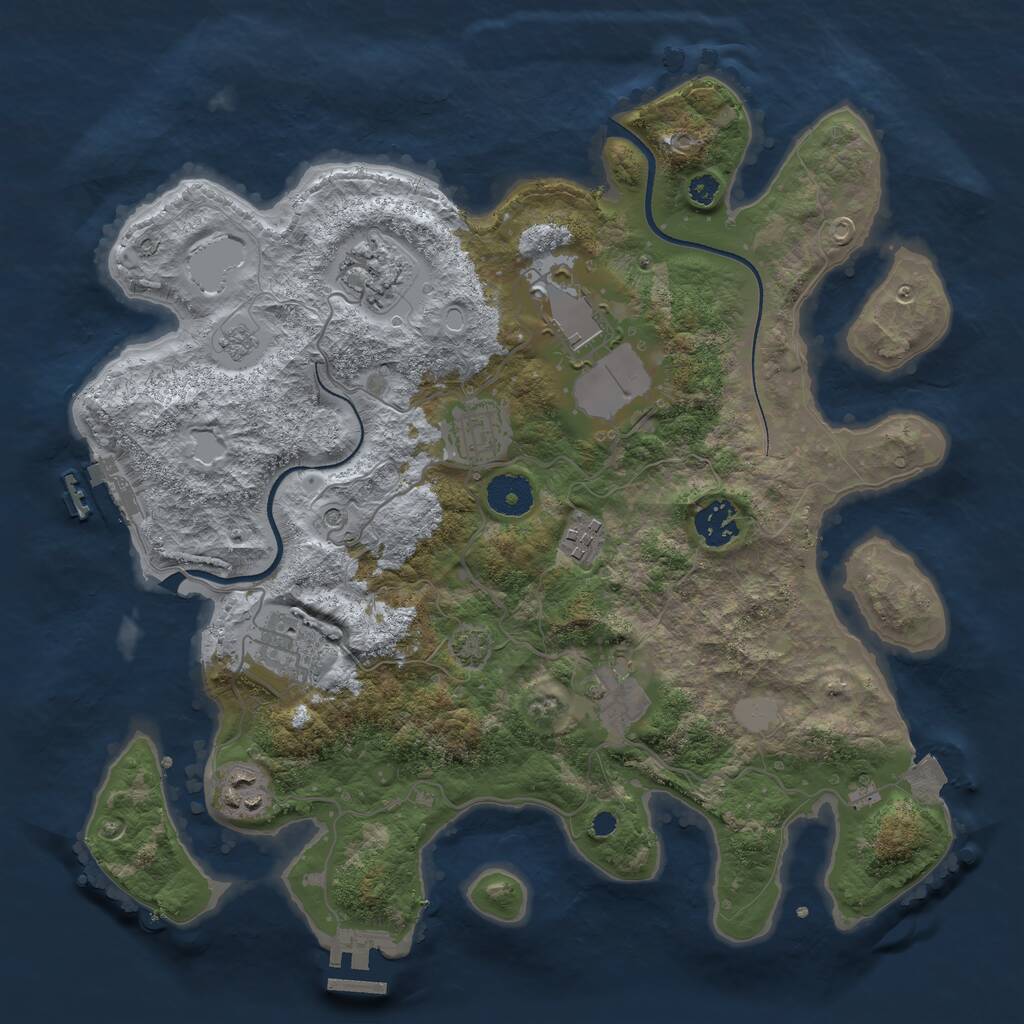 Rust Map: Procedural Map, Size: 3500, Seed: 61859350, 14 Monuments