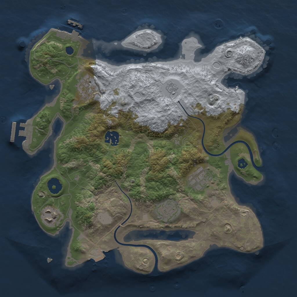 Rust Map: Procedural Map, Size: 3000, Seed: 25692, 9 Monuments