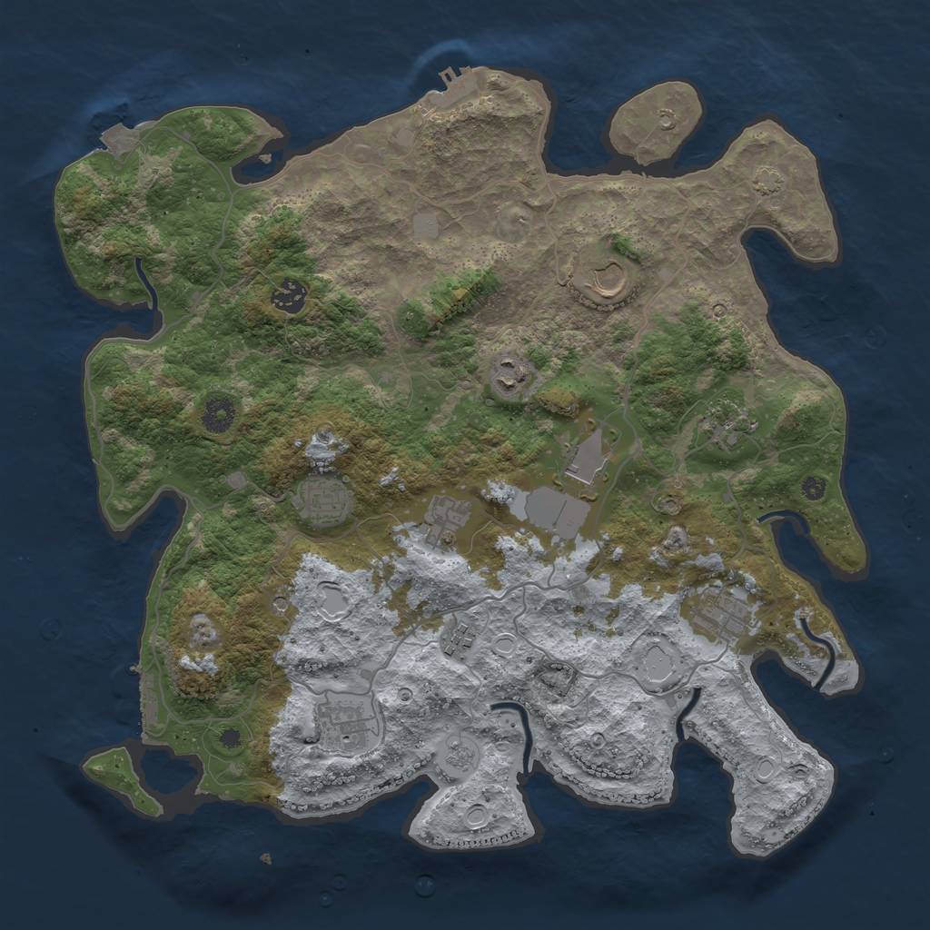 Rust Map: Procedural Map, Size: 4000, Seed: 1108248270, 18 Monuments