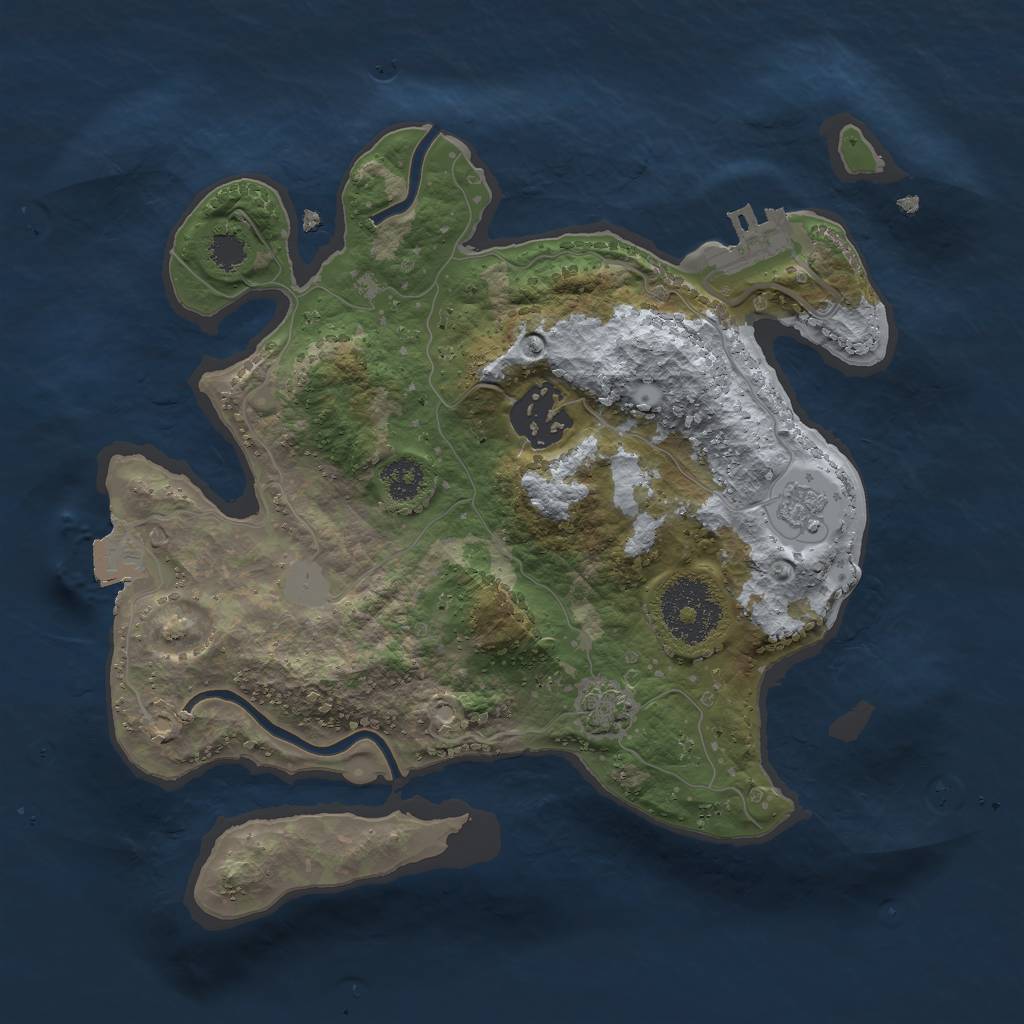 Rust Map: Procedural Map, Size: 2500, Seed: 40456526, 7 Monuments