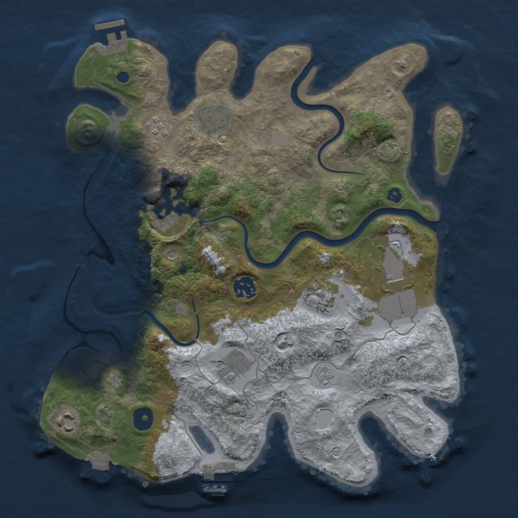 Rust Map: Procedural Map, Size: 3500, Seed: 14462, 14 Monuments
