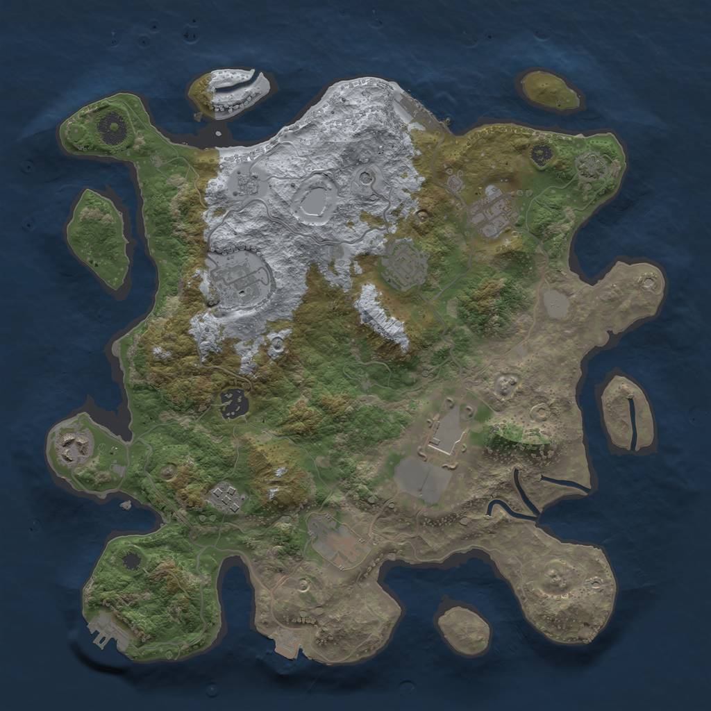 Rust Map: Procedural Map, Size: 3500, Seed: 15474, 16 Monuments