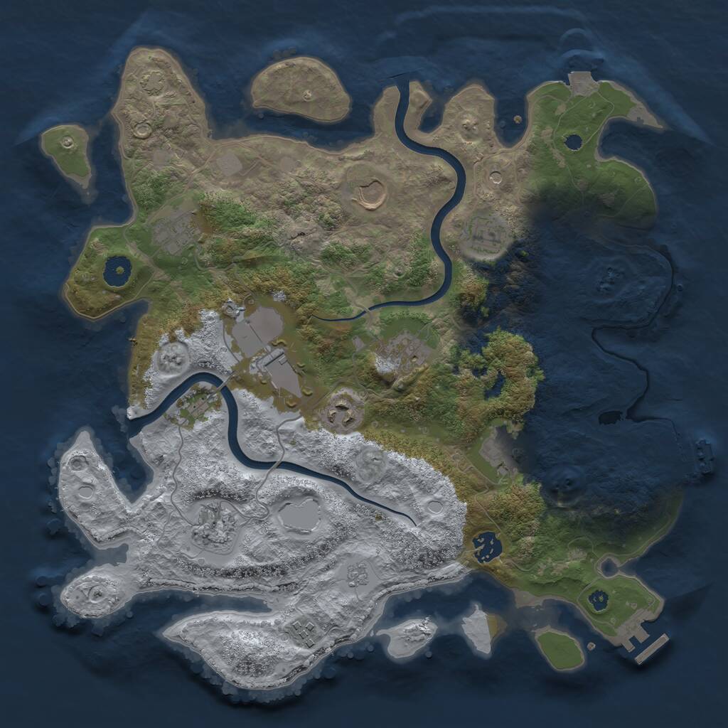 Rust Map: Procedural Map, Size: 3700, Seed: 2095697652, 16 Monuments