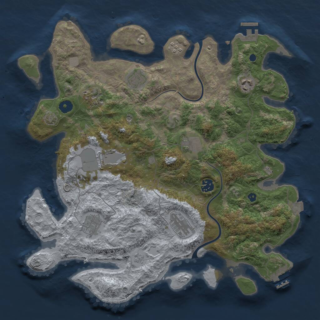 Rust Map: Procedural Map, Size: 3700, Seed: 2095697652, 15 Monuments