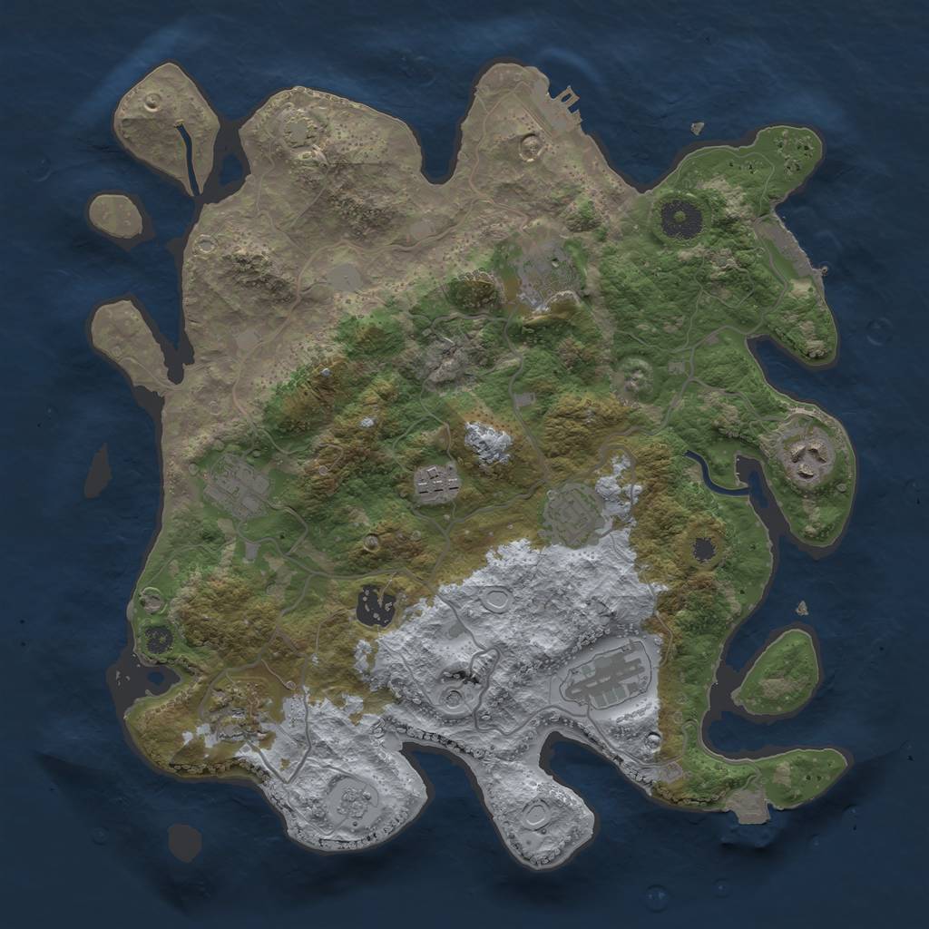 Rust Map: Procedural Map, Size: 3400, Seed: 12954689, 16 Monuments