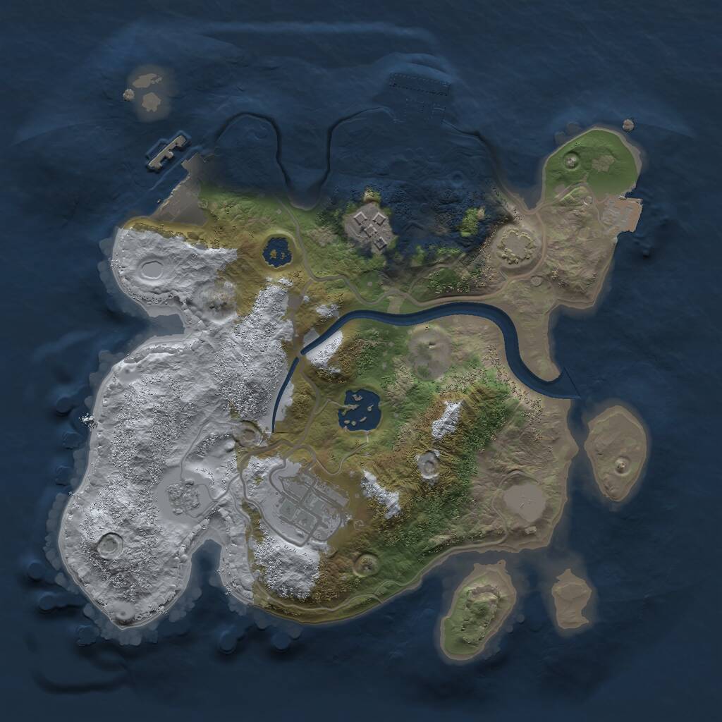 Rust Map: Procedural Map, Size: 2500, Seed: 829955974, 8 Monuments