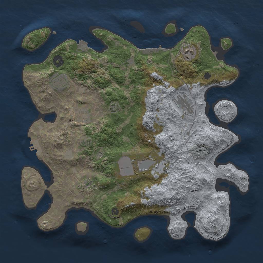 Rust Map: Procedural Map, Size: 3500, Seed: 1036822225, 14 Monuments