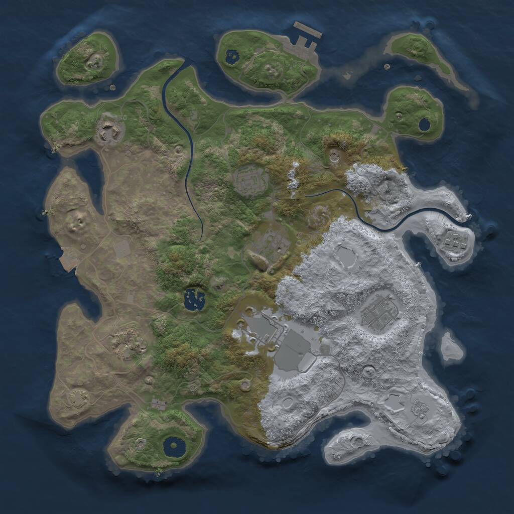 Rust Map: Procedural Map, Size: 3500, Seed: 1722447, 13 Monuments