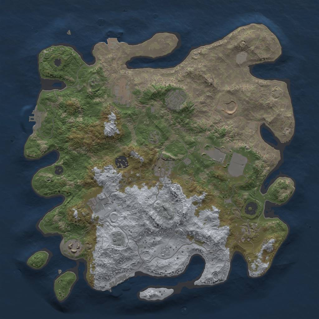 Rust Map: Procedural Map, Size: 3650, Seed: 174382377, 17 Monuments