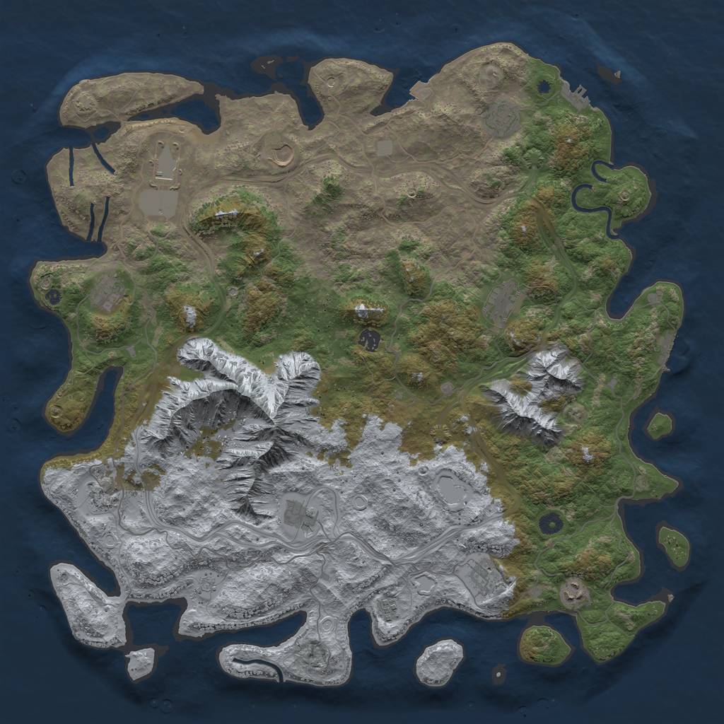Rust Map: Procedural Map, Size: 5000, Seed: 1184121232, 19 Monuments
