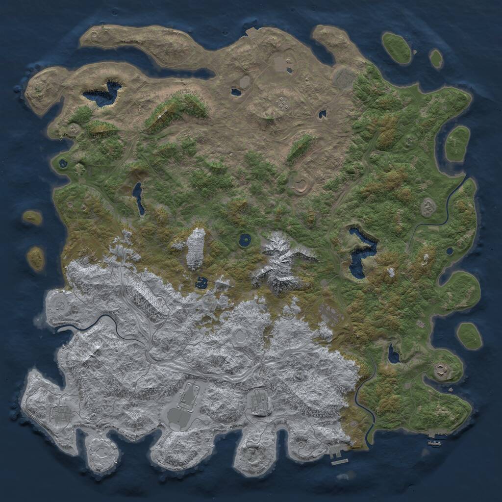 Rust Map: Procedural Map, Size: 6000, Seed: 473692947, 17 Monuments