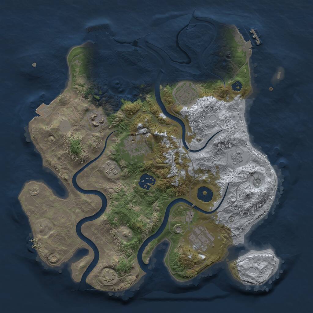 Rust Map: Procedural Map, Size: 3000, Seed: 20806, 12 Monuments