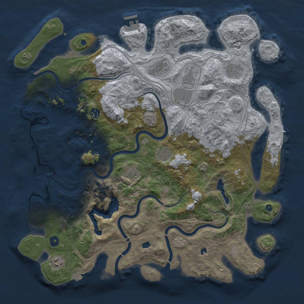 Rust Map: Procedural Map, Size: 4500, Seed: 1379506226, 14 Monuments