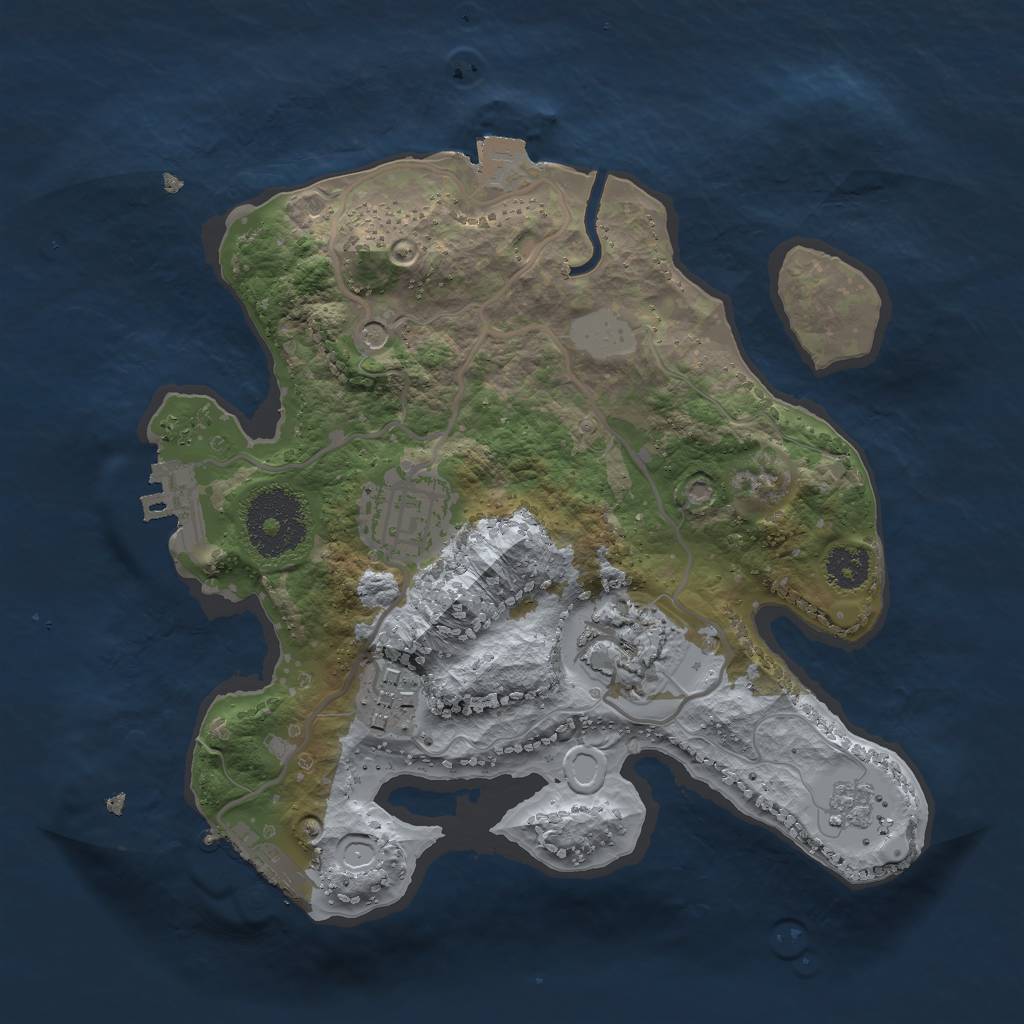 Rust Map: Procedural Map, Size: 2450, Seed: 1935187461, 10 Monuments