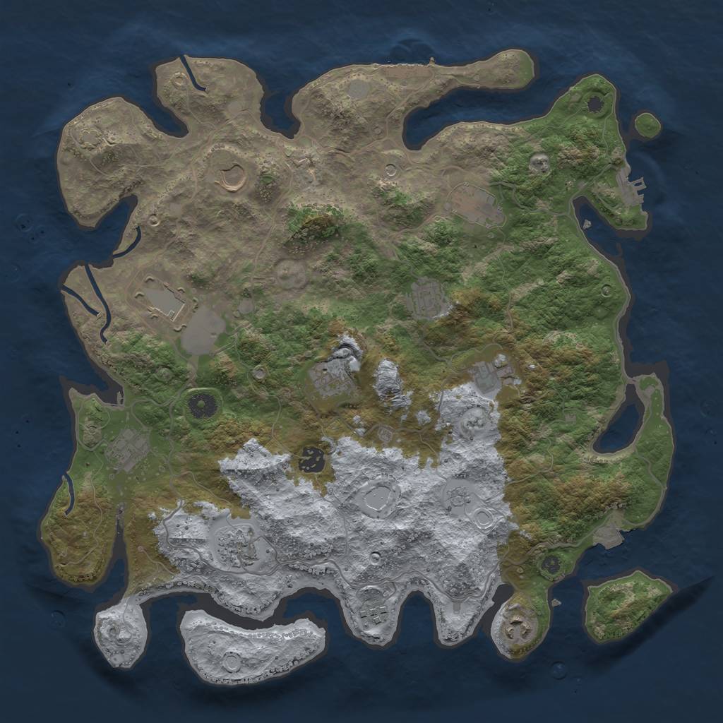 Rust Map: Procedural Map, Size: 4000, Seed: 45647371, 19 Monuments