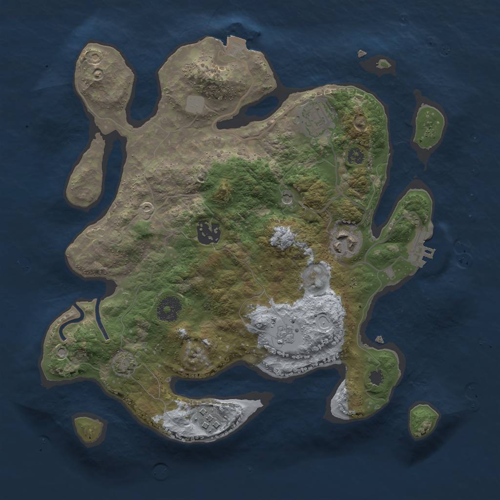 Rust Map: Procedural Map, Size: 3000, Seed: 341206596, 11 Monuments
