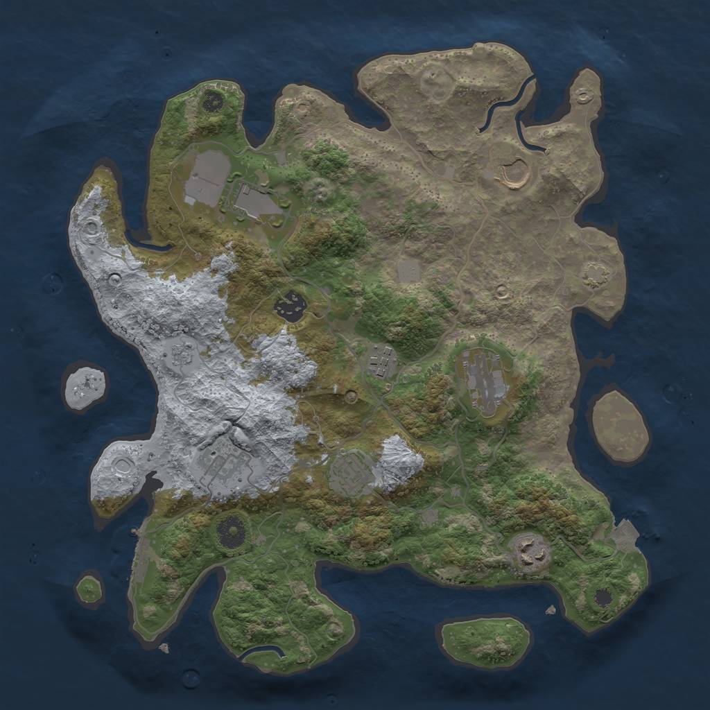 Rust Map: Procedural Map, Size: 3500, Seed: 455363, 14 Monuments