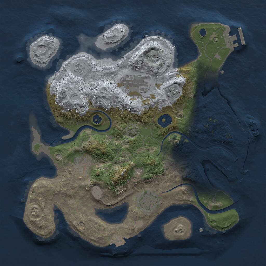 Rust Map: Procedural Map, Size: 3000, Seed: 17697, 10 Monuments