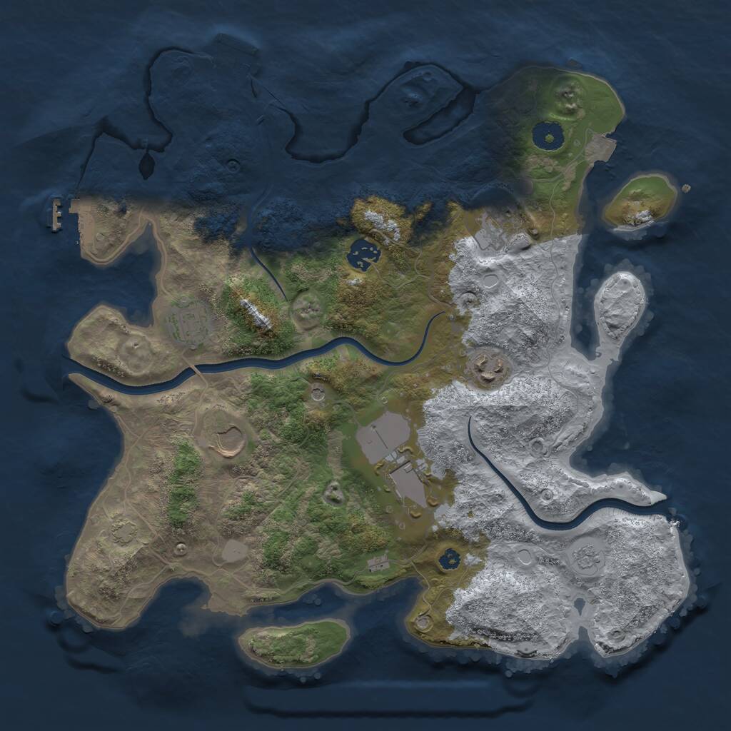 Rust Map: Procedural Map, Size: 3550, Seed: 1487761254, 12 Monuments