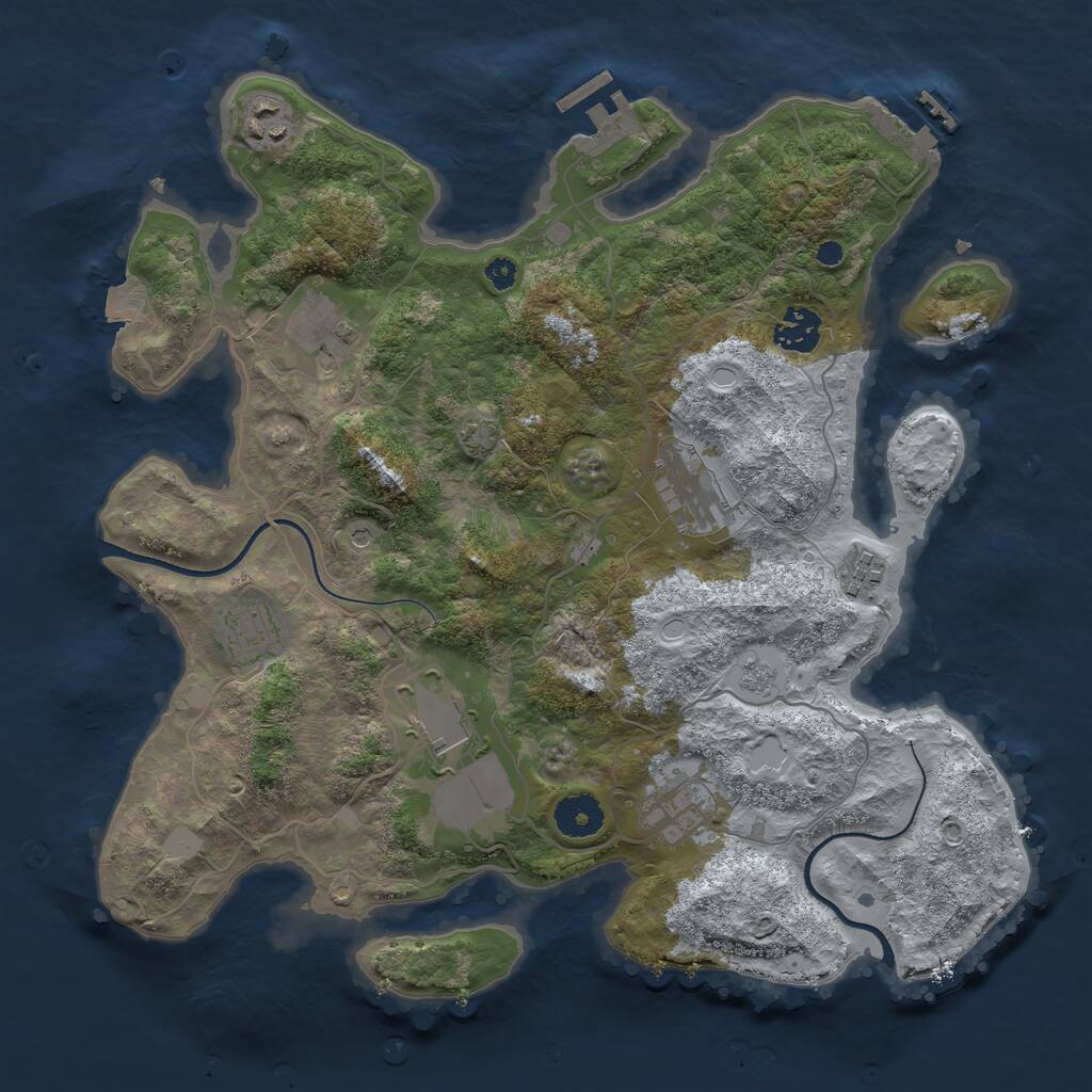 Rust Map: Procedural Map, Size: 3550, Seed: 1487761254, 14 Monuments