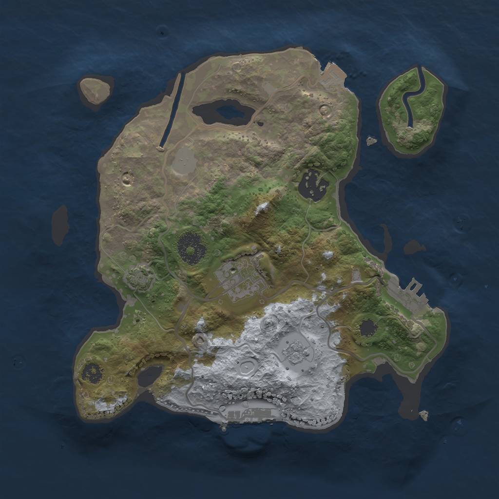 Rust Map: Procedural Map, Size: 2500, Seed: 620565991, 9 Monuments