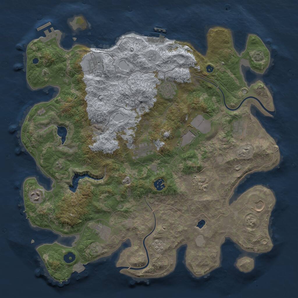 Rust Map: Procedural Map, Size: 4000, Seed: 1386765276, 17 Monuments