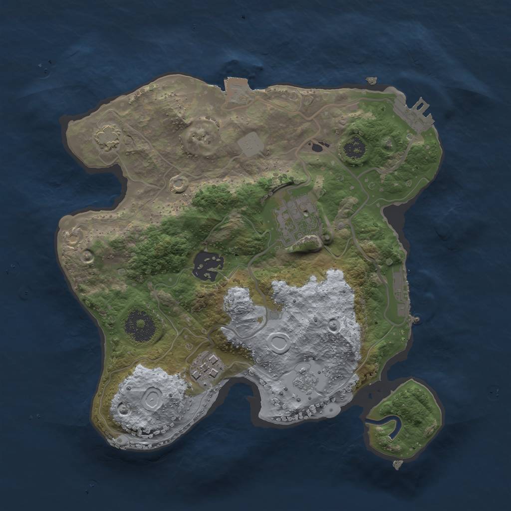 Rust Map: Procedural Map, Size: 2500, Seed: 1334132282, 10 Monuments