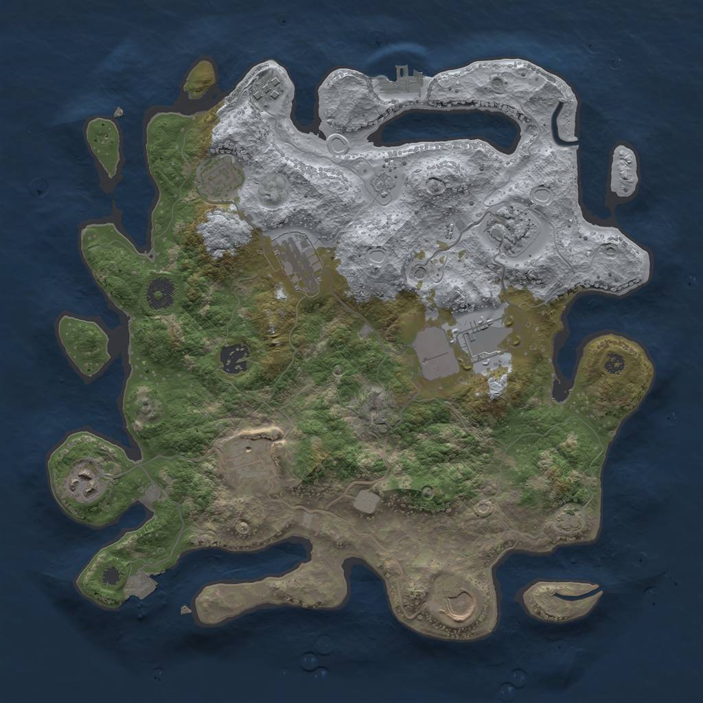 Rust Map: Procedural Map, Size: 3500, Seed: 1765418338, 16 Monuments