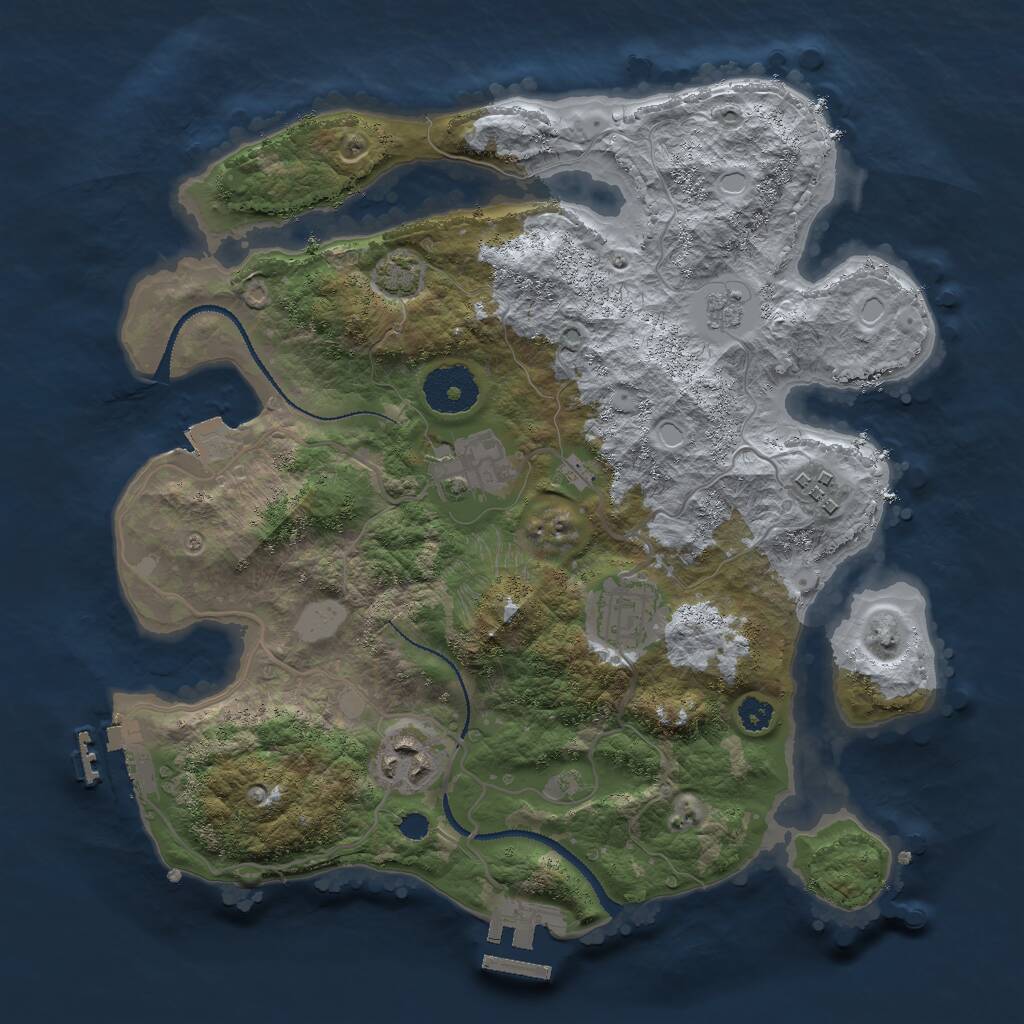 Rust Map: Procedural Map, Size: 3000, Seed: 1509643, 9 Monuments