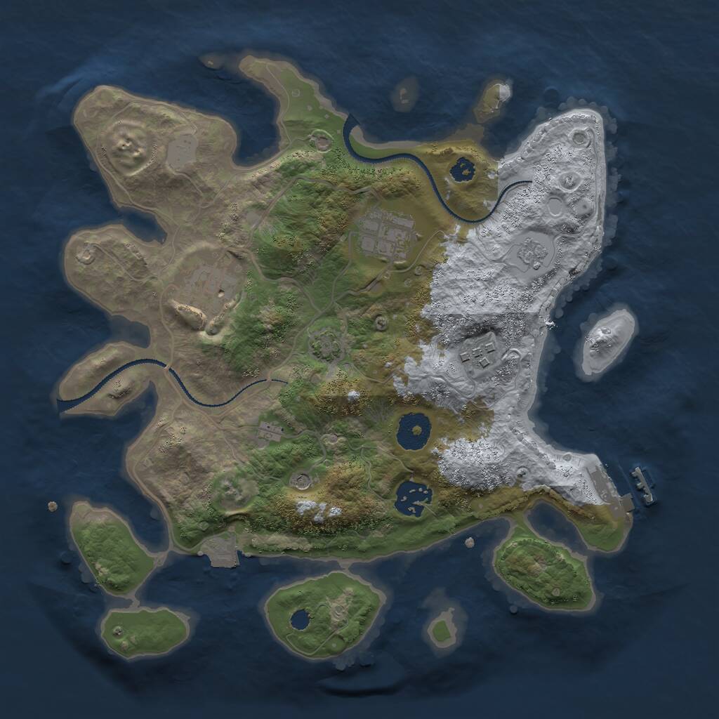 Rust Map: Procedural Map, Size: 3000, Seed: 277117442, 9 Monuments