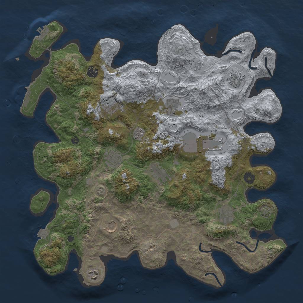 Rust Map: Procedural Map, Size: 4000, Seed: 2680374, 19 Monuments