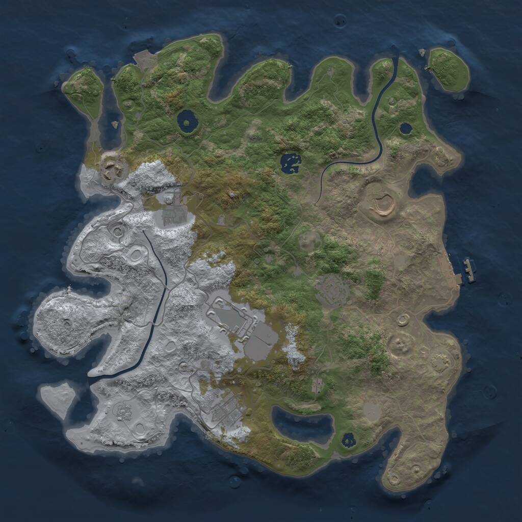Rust Map: Procedural Map, Size: 3650, Seed: 1386245049, 12 Monuments