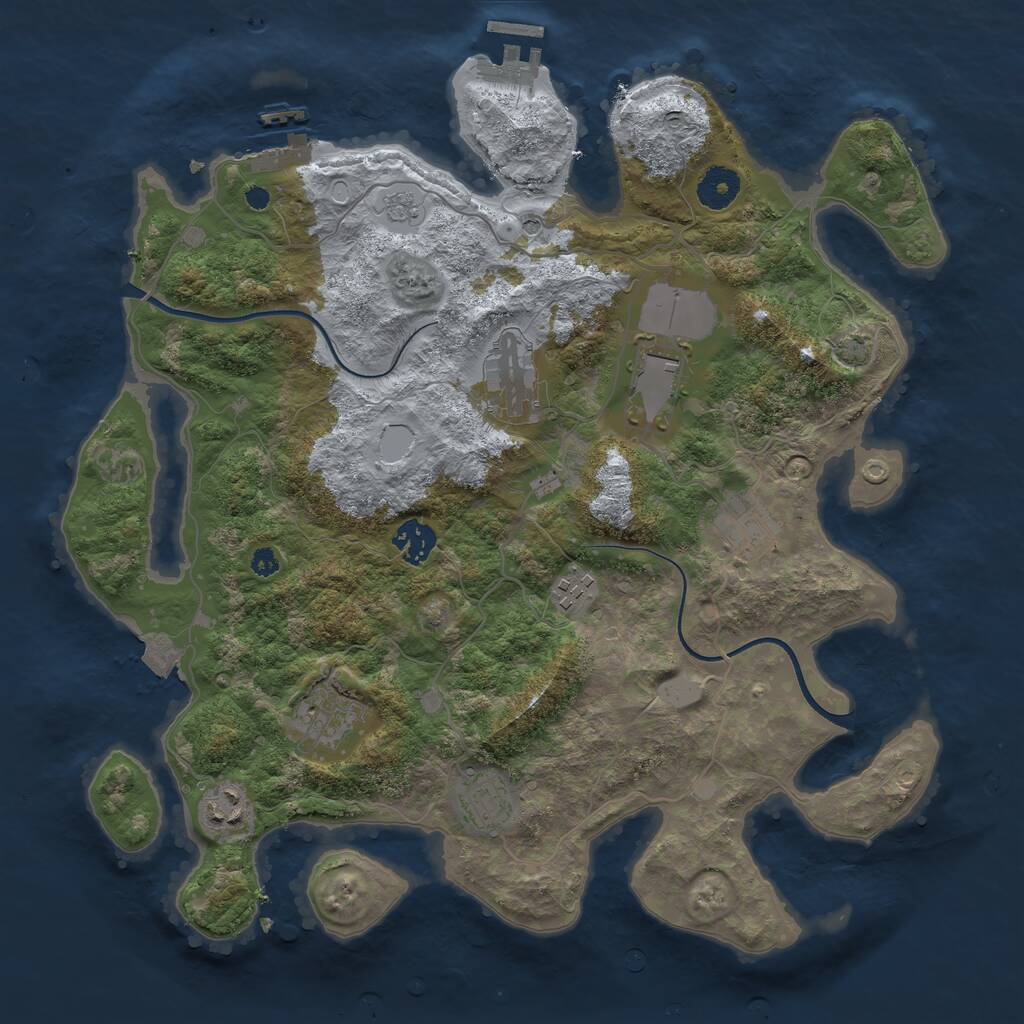 Rust Map: Procedural Map, Size: 3650, Seed: 123456789, 14 Monuments