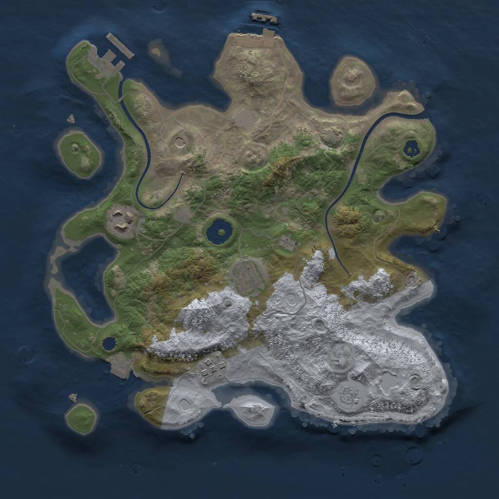 Rust Map: Procedural Map, Size: 3000, Seed: 9974, 9 Monuments