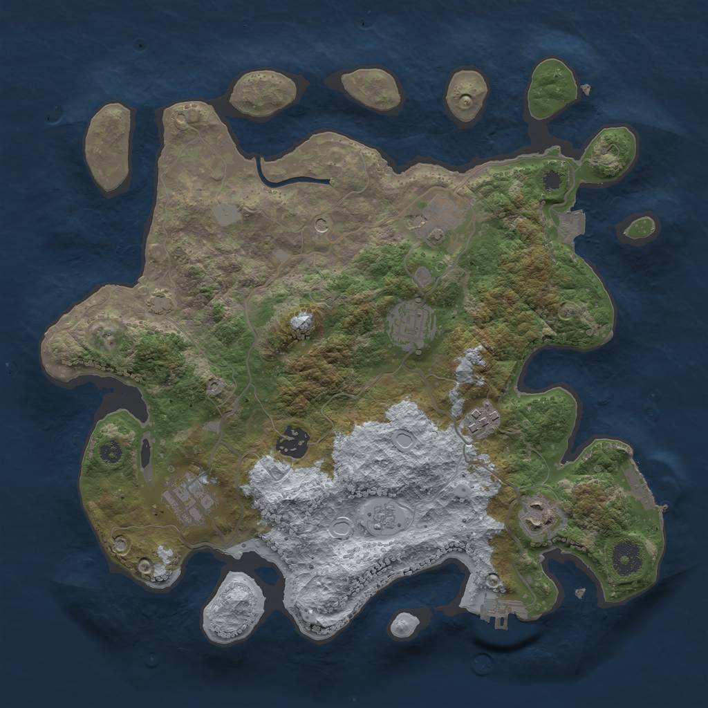 Rust Map: Procedural Map, Size: 3300, Seed: 679262093, 14 Monuments