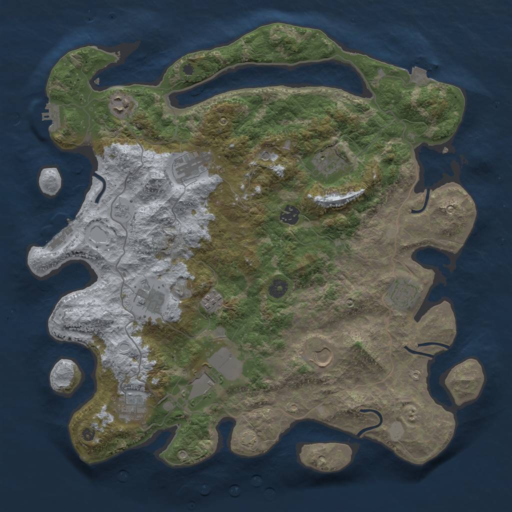 Rust Map: Procedural Map, Size: 4000, Seed: 1427552833, 18 Monuments