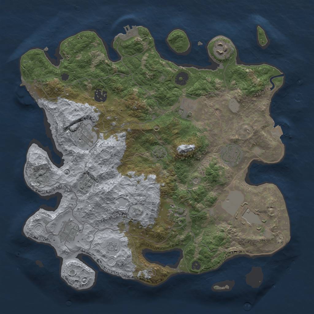 Rust Map: Procedural Map, Size: 3500, Seed: 1816061502, 17 Monuments