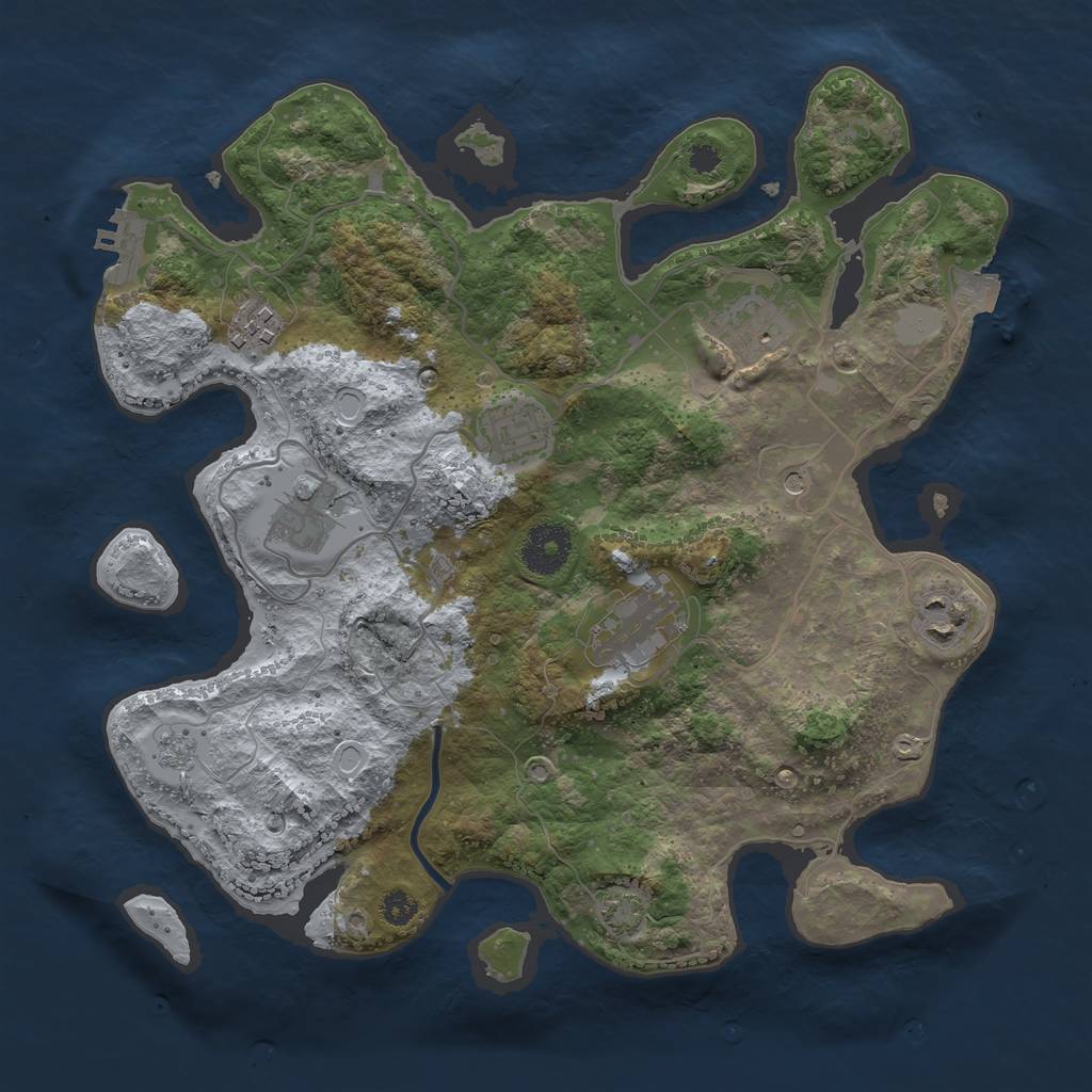 Rust Map: Procedural Map, Size: 3250, Seed: 372274259, 13 Monuments