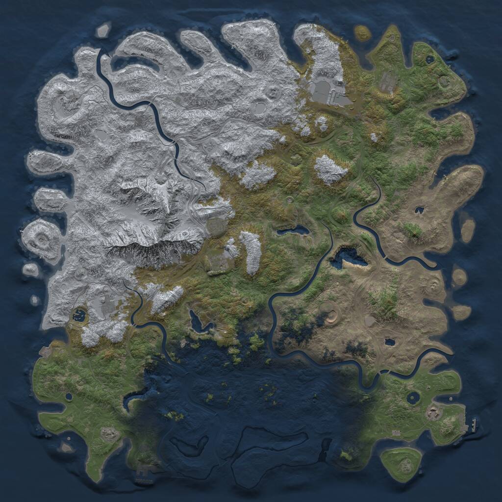 Rust Map: Procedural Map, Size: 6000, Seed: 609426667, 16 Monuments