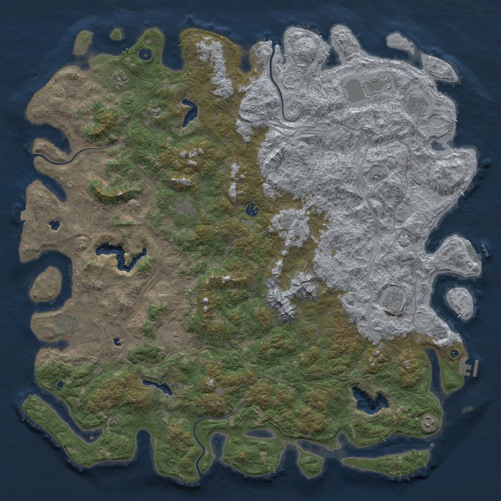Rust Map: Procedural Map, Size: 6000, Seed: 599010720, 16 Monuments
