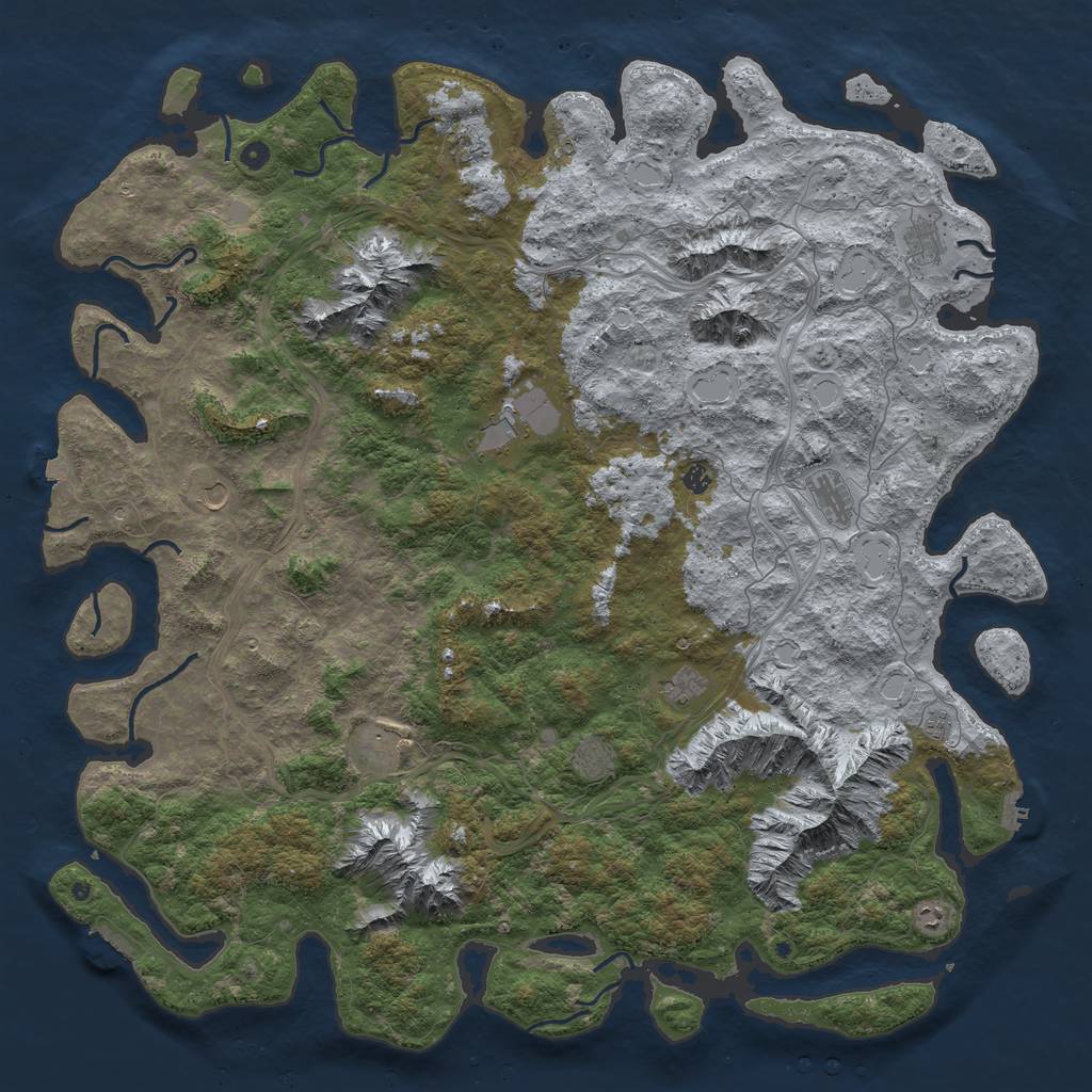 Rust Map: Procedural Map, Size: 6000, Seed: 599010720, 19 Monuments