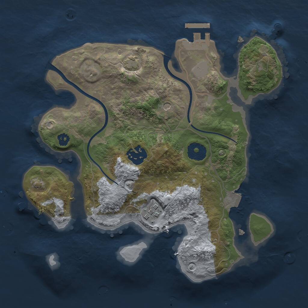 Rust Map: Procedural Map, Size: 2500, Seed: 123565, 6 Monuments