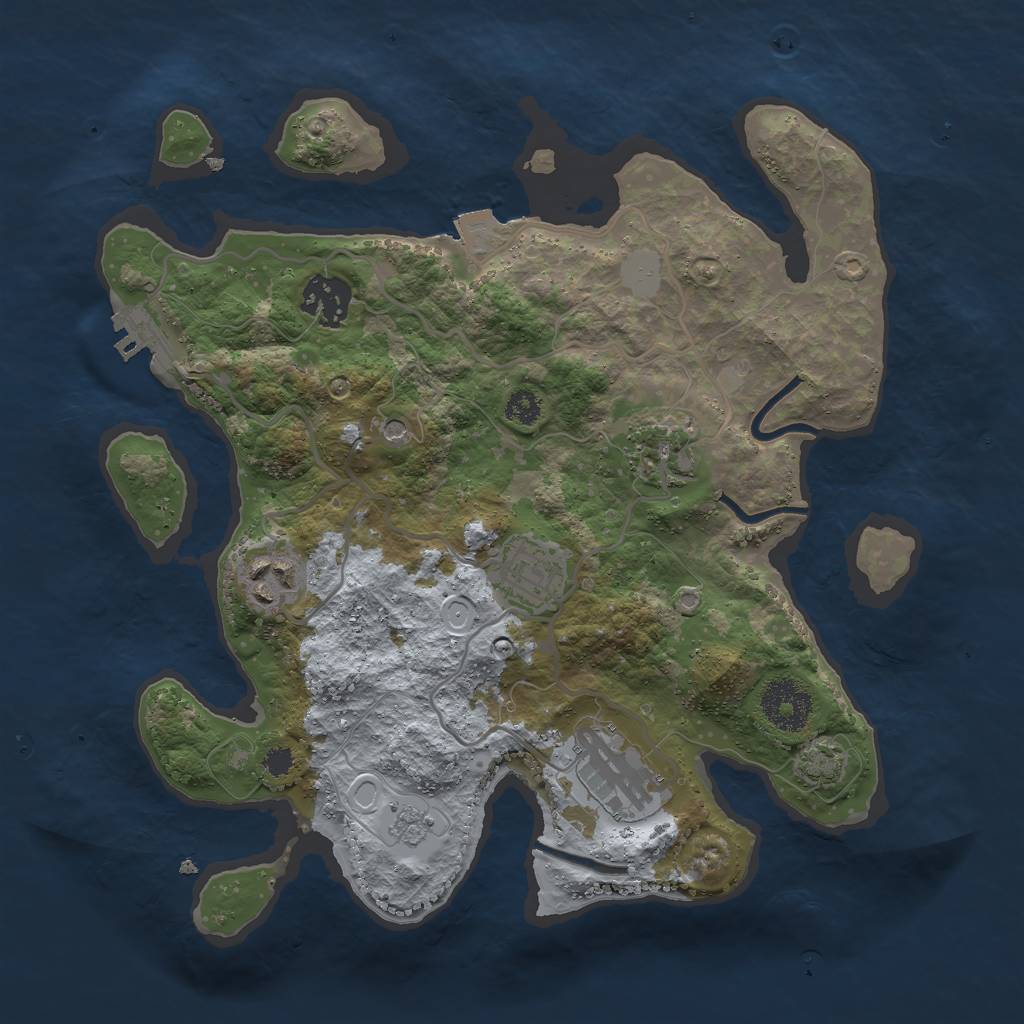 Rust Map: Procedural Map, Size: 3000, Seed: 1722079725, 12 Monuments