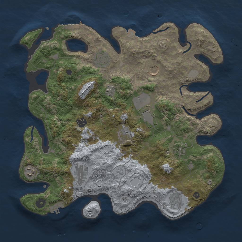 Rust Map: Procedural Map, Size: 3650, Seed: 10789323, 18 Monuments