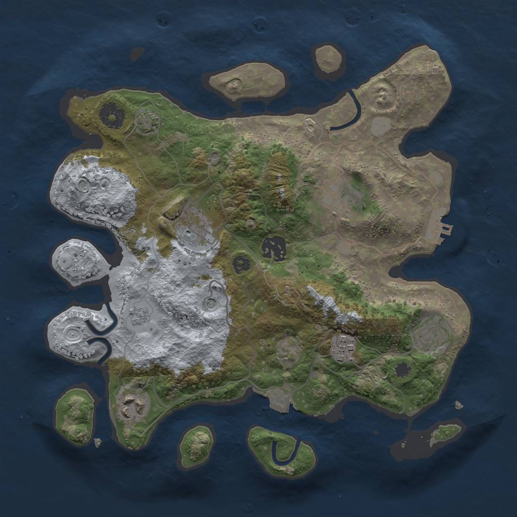 Rust Map: Procedural Map, Size: 3000, Seed: 2952, 13 Monuments