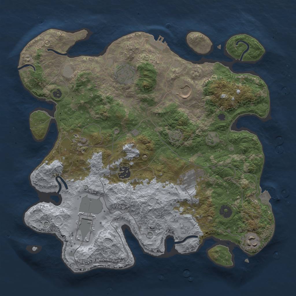 Rust Map: Procedural Map, Size: 3500, Seed: 1430163541, 14 Monuments